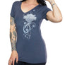 Harley-Davidson Women's Embellished Bar & Shield Short Sleeve V-Neck Shirt, Gray HT4813