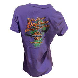 Teddy Morse's Daytona Harley-Davidson Women's Biketoberfest 2025 Thorn Bats Short Sleeve Shirt, Purple