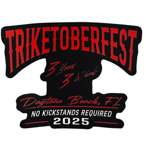 Teddy Morse's Daytona Harley-Davidson Triketoberfest 2025 Stick-On 3 x 2.5 Decal, Black/Red