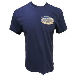 Teddy Morse's Daytona Harley-Davidson Men's Trike Beach'in Short Sleeve Shirt, Navy Blue