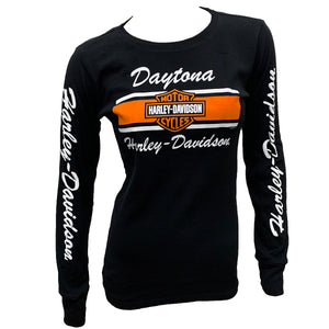 Teddy Morse's Daytona Harley-Davidson Women's Exclusive Iconic Logo Long Sleeve Shirt, Black