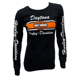 Teddy Morse's Daytona Harley-Davidson Women's Exclusive Iconic Logo Crew Neck Long Sleeve Sweatshirt, Black