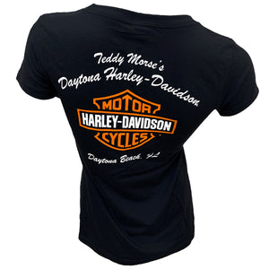 Teddy Morse's Daytona Harley-Davidson Women's Exclusive Iconic Logo Short Sleeve Shirt, Black