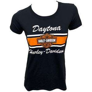 Teddy Morse's Daytona Harley-Davidson Women's Exclusive Iconic Logo Short Sleeve Shirt, Black
