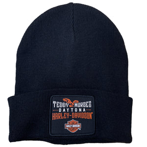 Teddy Morse's Daytona Harley-Davidson Exclusive Eagle Logo Winter Beanie Fit , Black Hat Black