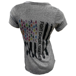Liberty Wear Women's Destination Daytona Fight Cancer Together Short Sleeve Shirt, Gray D7453G