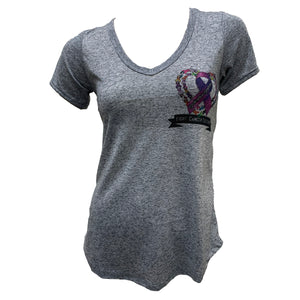 Liberty Wear Women's Destination Daytona Fight Cancer Together Short Sleeve Shirt, Gray D7453G