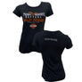 Teddy Morse's Daytona Harley-Davidson Women's Exclusive Eagle Logo W/ Rhinestones Short Sleeve Shirt, Black