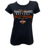 Teddy Morse's Daytona Harley-Davidson Women's Exclusive Eagle Logo W/ Rhinestones Short Sleeve Shirt, Black