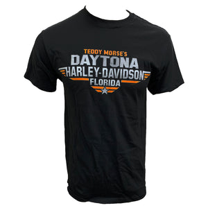 Teddy Morse's Daytona Harley-Davidson Men's Exclusive Aviator Short Sleeve Shirt, Black