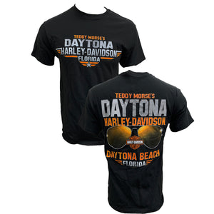 Teddy Morse's Daytona Harley-Davidson Men's Exclusive Aviator Short Sleeve Shirt, Black