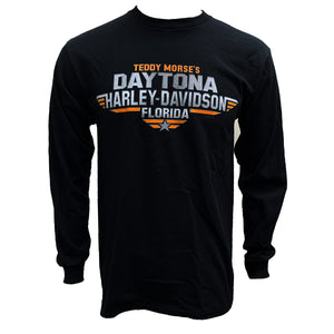 Teddy Morse's Daytona Harley-Davidson Men's Exclusive Aviator Long Sleeve Shirt, Black