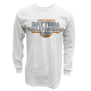 Teddy Morse's Daytona Harley-Davidson Men's Exclusive Aviator Long Sleeve Shirt, White