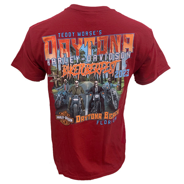 Teddy Morse's Daytona Harley-Davidson Men's Biketoberfest 2023 Point Short Sleeve Shirt, Cardinal Red