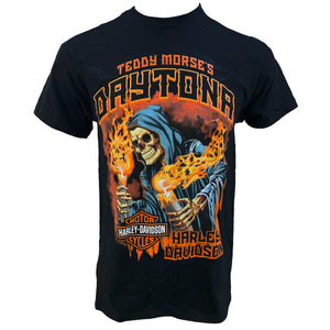 Teddy Morse's Daytona Harley-Davidson Men's Grim Reaper Bob Short Sleeve Shirt, Black