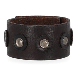 Harley-Davidson Center Rivet Open Bar & Shield Logo Genuine Leather Adjustable Cuff, Brown MAU-603