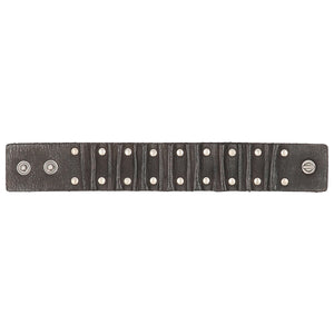 Harley-Davidson Men's Ribbed Studded Leather Cuff Bracelet Adjustable Wristband, Black MAU606/08