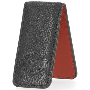 Harley-Davidson Men's Bar & Shield Leather Magnetic Money Clip, Black MAU-800