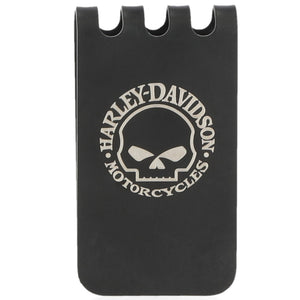 Harley-Davidson Etched Willie G Skull Logo Metal Money Clip W/ Bottle Opener, Black MAU902