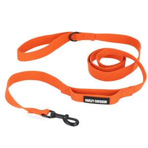 Harley-Davidson Tactical Nylon Web With Rubber Logo Pet Leash, Orange MPC100