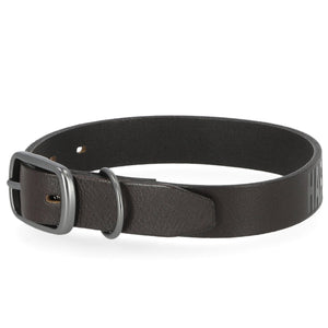 Harley-Davidson Embossed Genuine Leather Pet Collar, Matte Gunmetal Finish Black MPC200