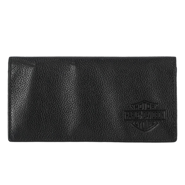 Harley-Davidson Men's Classic Bar & Shield Logo Genuine Pebble Leather Bi-Wallet, Black MWM008/08