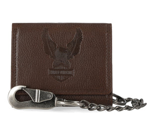 Harley-Davidson Men's Classic Genuine Leather Iconic B&S Eagle Wallet, Brown MWM040/34