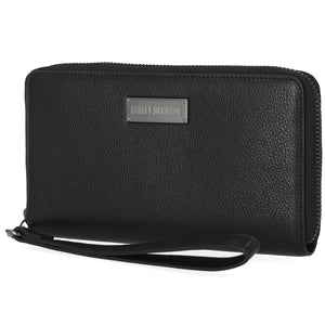 Harley-Davidson Women's Classic Zip Around Leather Wristlet Wallet, Black MWW002/08