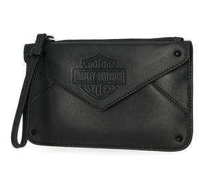 Harley-Davidson Women's Bar & Shield Cone Stud Crossbody Clutch, Black MWW025