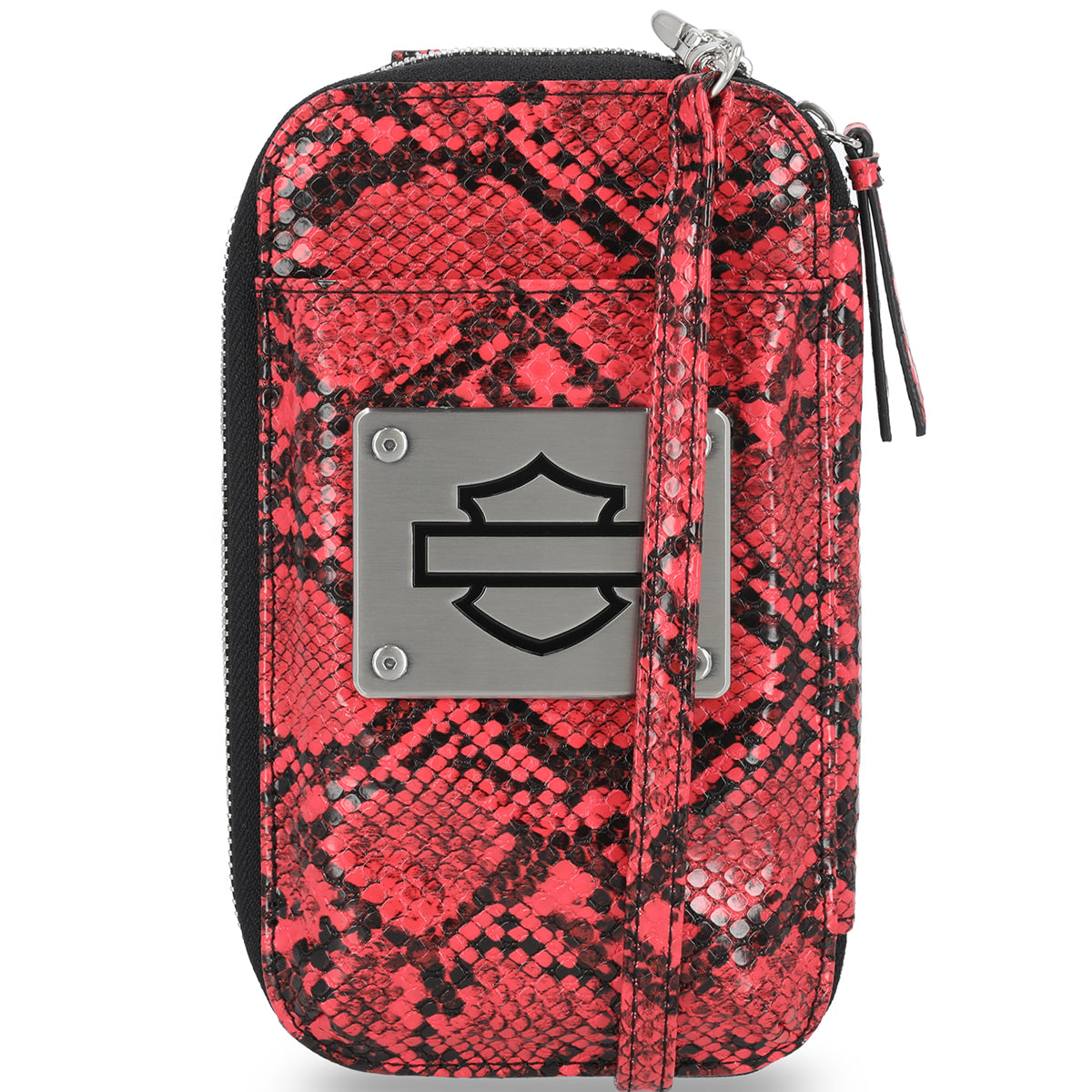 Harley-Davidson Women's Python Print B&S Logo Zip Around Phone Case Wallet , Pink MWW060/16 Harley-Davidson Women's Python Print B&S Logo Zip Around Phone Case Wallet , Pink MWW060/16