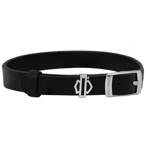 Harley-Davidson Ladies Silhouette Bar & Shield Leather Rally Bracelet, Black HSB0196