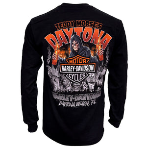 Teddy Morse's Daytona Harley-Davidson Men's Biketoberfest 2025 Bob Unchained Long Sleeve Shirt, Black