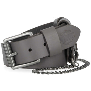 Harley-Davidson Women's Utility Fob Chain Genuine Leather Belt, Solid Gray BMW019/30