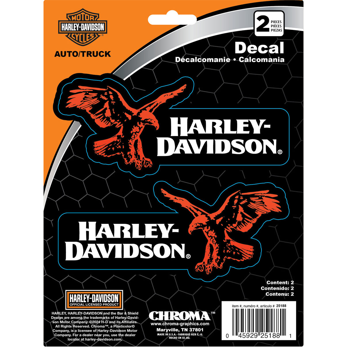 Harley-Davidson 2-Piece Right/Left Eagle w/ H-D Text 6x8 Decal