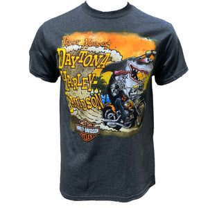 Teddy Morse's Daytona Harley-Davidson Men's Shark Fink Short Sleeve Shirt, Dark Heather Gray