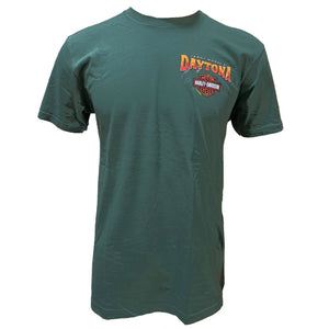 Teddy Morse's Daytona Harley-Davidson Men's Fish N' Ride Short Sleeve Shirt, Pine Green