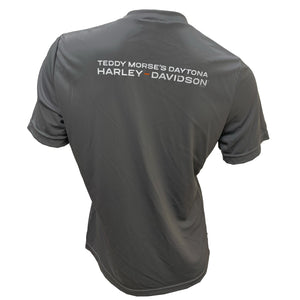 Teddy Morse's Daytona Harley-Davidson Women's Store Logo Moisture Wicking Short Sleeve Shirt, Gray