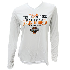 Teddy Morse's Daytona Harley-Davidson Women's Store Logo Moisture Wicking Long Sleeve Shirt, White