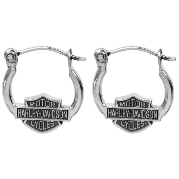 Harley-Davidson Women's Bar & Shield Hoop Earrings, Sterling Silver HDE0233