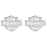 Harley-Davidson Women's Petite White Bling Bar & Shield Post Earrings HDE0282