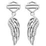 Harley-Davidson Women's Earrings, Bar & Shield Wing Dangle, Silver HDE0336