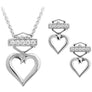 Harley-Davidson Women's Bling Heart Necklace & Post Earrings Gift Set Silver HDS0008