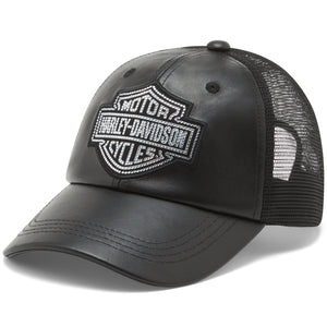 Black Harley-Davidson cap with mesh back on a white background