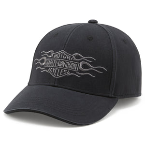 Harley-Davidson Women's Vintage Flames Ponytail Adjustable Hat, Black Cap 97762-25VW