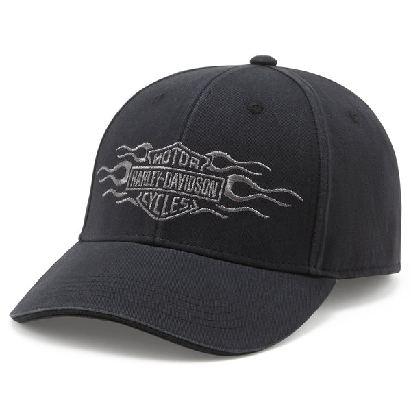 Harley-Davidson Women's Vintage Flames Ponytail Adjustable Hat, Black Cap 97762-25VW