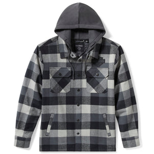 Harley-Davidson Men's Traveler Button-Up Long Sleeve Shirt Jacket W/ Hood, Plaid Black 96806-25