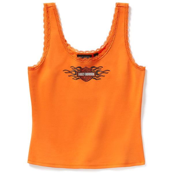 Orange tank top with a logo on a white background