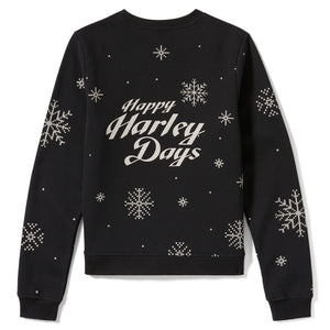 Harley-Davidson Women's Happy Harley Days Santa Christmas Fleece Long Sleeve Shirt, Black 96823-25VW