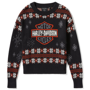 Harley-Davidson Women's Harley Holiday Sweater Long Sleeve Shirt, Black 96830-25VW