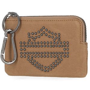 Harley-Davidson Women's Bar & Shield Studded Polyester Key Case Pouch, Khaki MWW027